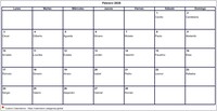 Calendario febrero 2008 formato en blanco apaisado