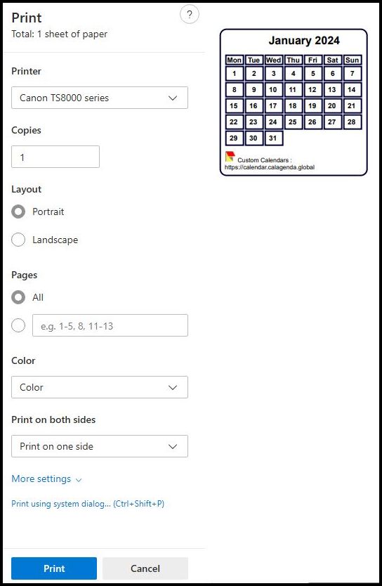 Printing with Microsoft Edge