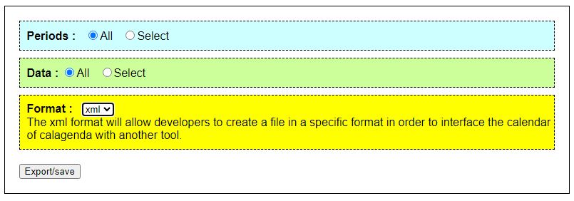 Export in xml format