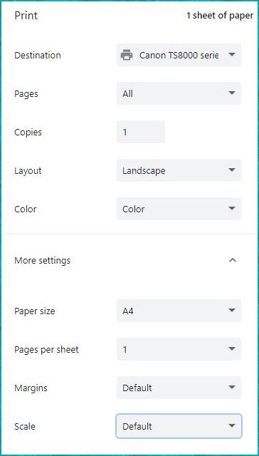 Printing with google chrome