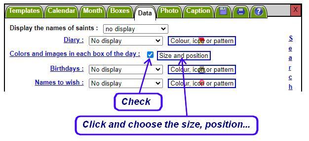 Image size and position