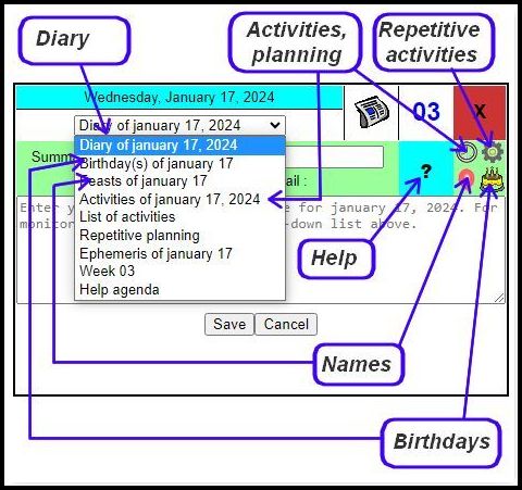 Diary, birthdays Diary, birthdays